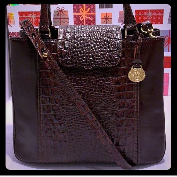 brahmin crocodile leather bag